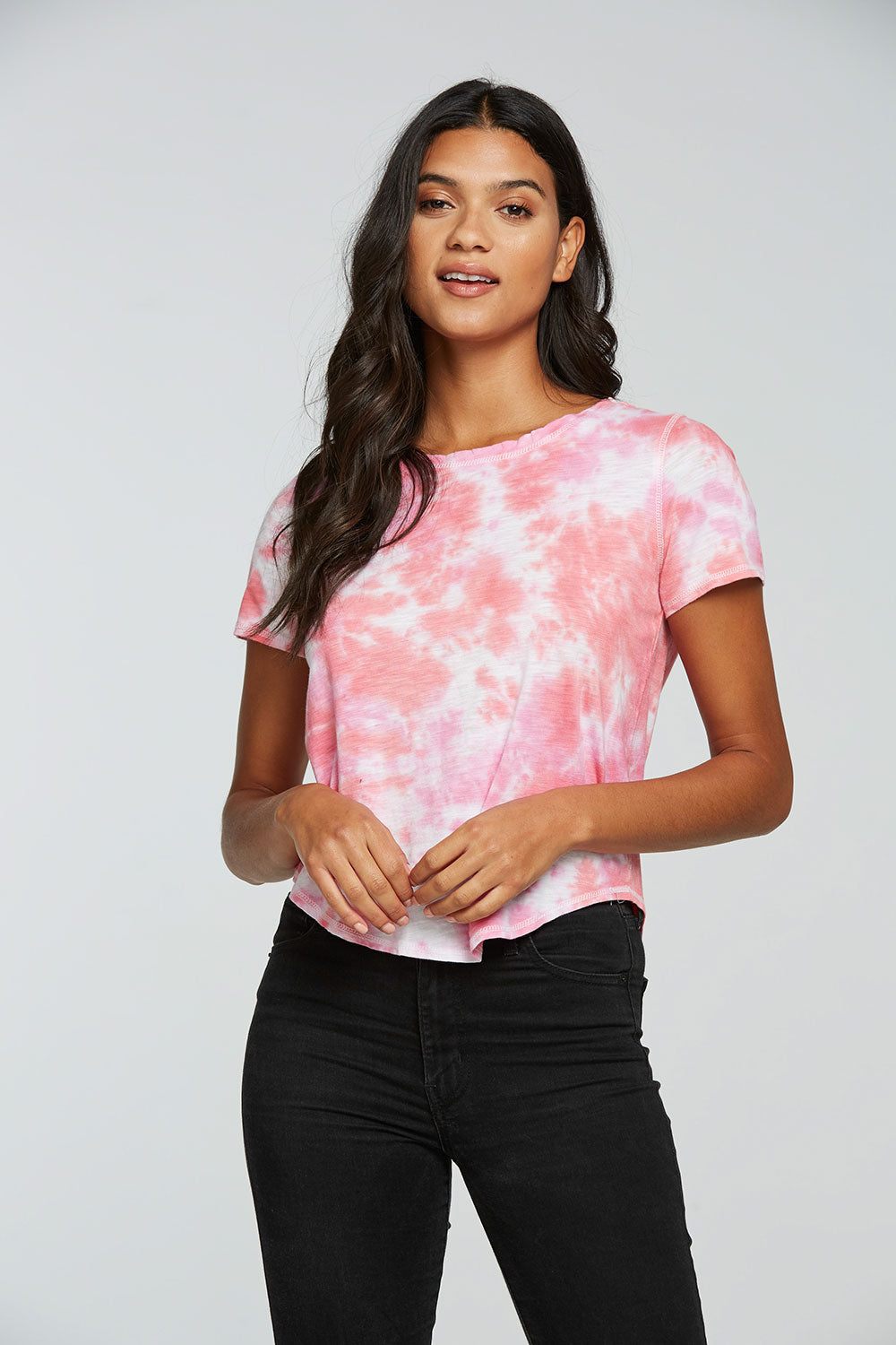 Gauze Jersey Short Sleeve Hi Lo Shirttail Tee WOMENS - chaserbrand