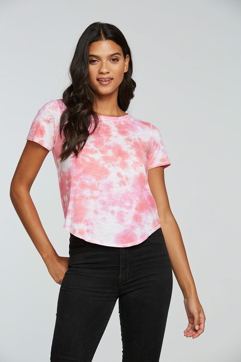 Gauze Jersey Short Sleeve Hi Lo Shirttail Tee WOMENS - chaserbrand