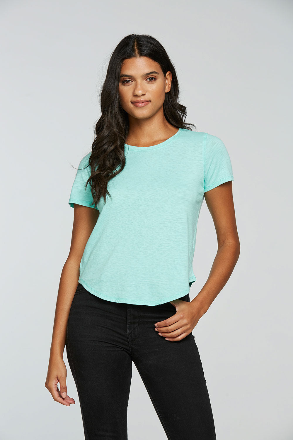 Gauze Jersey Short Sleeve Hi Lo Shirttail Tee WOMENS - chaserbrand
