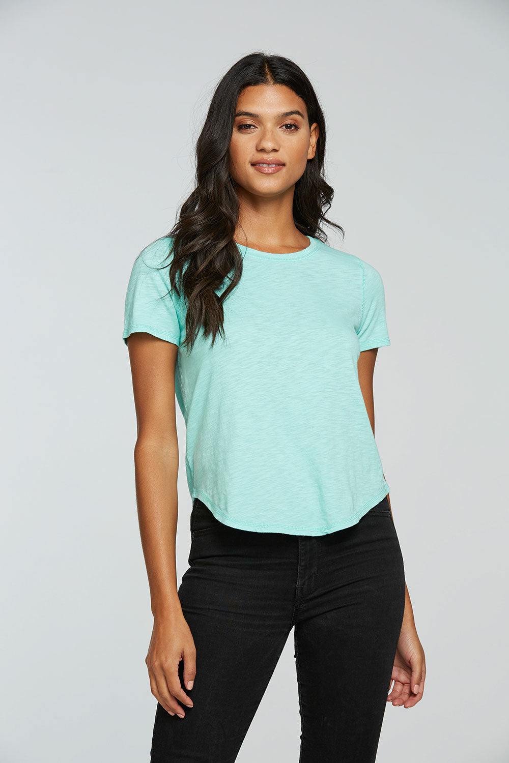 Gauze Jersey Short Sleeve Hi Lo Shirttail Tee WOMENS - chaserbrand