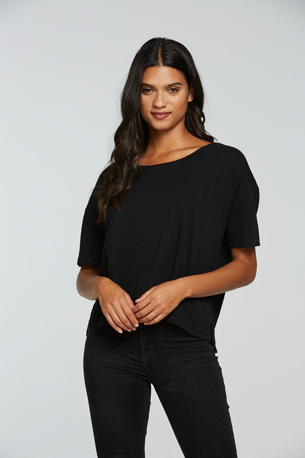 Gauze Jersey Boxy Short Sleeve Hi Lo Tee WOMENS - chaserbrand