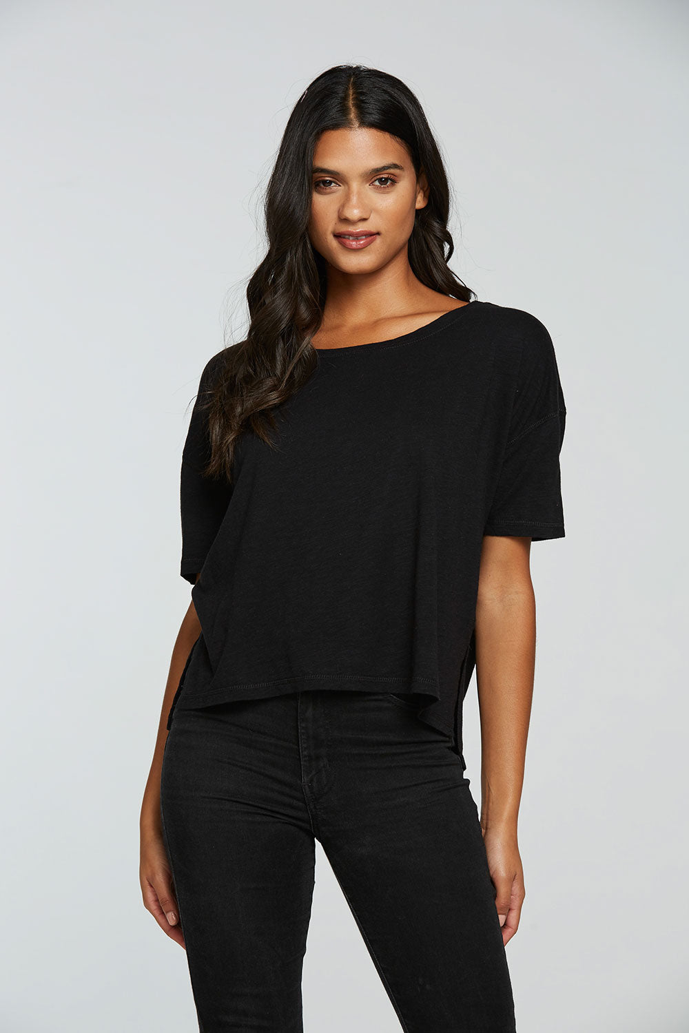 Gauze Jersey Boxy Short Sleeve Hi Lo Tee WOMENS - chaserbrand