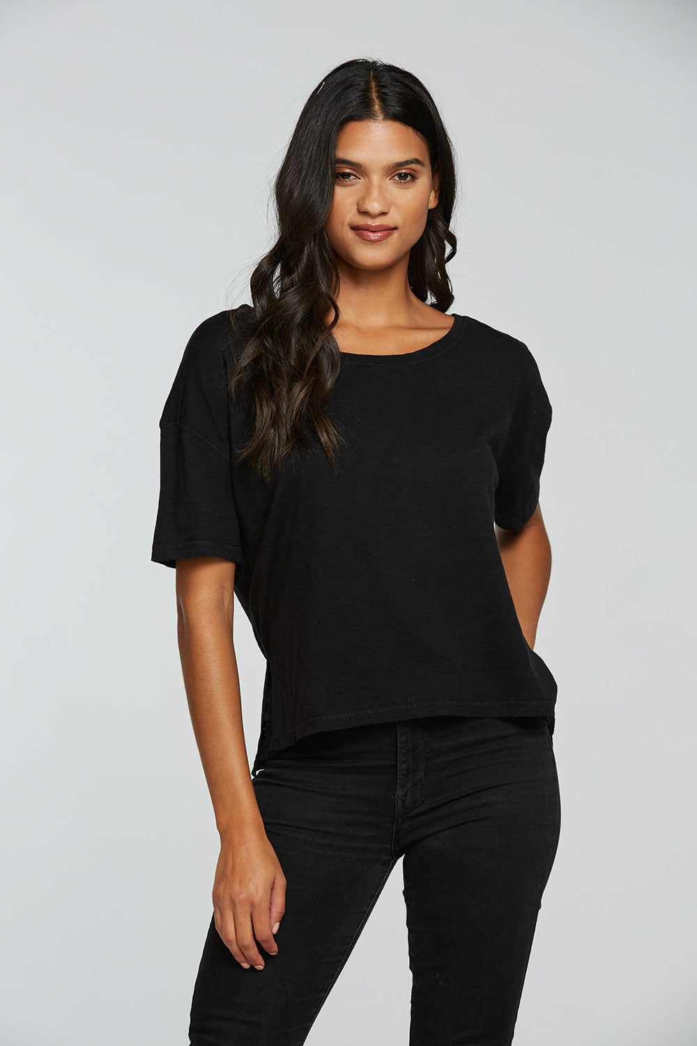 Gauze Jersey Boxy Short Sleeve Hi Lo Tee WOMENS - chaserbrand