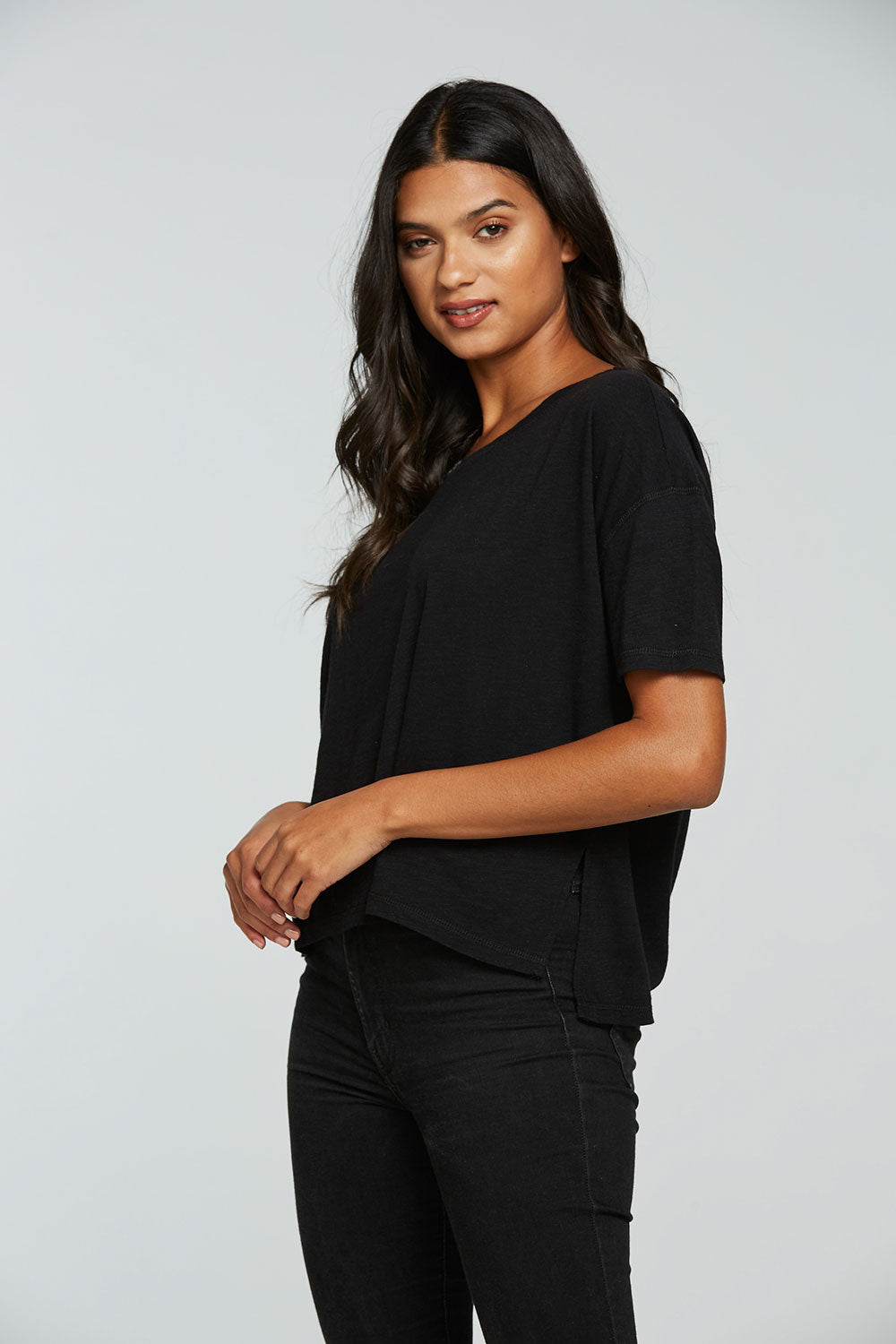 Gauze Jersey Boxy Short Sleeve Hi Lo Tee WOMENS - chaserbrand