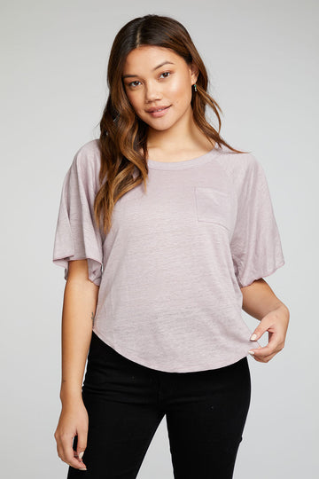 Linen Jersey Angel Sleeve Pocket Raglan Shirttail Tee WOMENS - chaserbrand