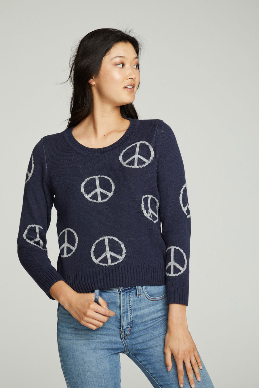 Cotton Blend Intarsia Sweater WOMENS chaserbrand