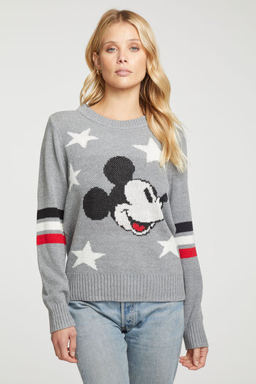Disney Mickey Mouse Cotton Blend Long Sleeve Crew Neck Pullover WOMENS - chaserbrand