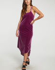 Stretch Velvet V Back Hi Lo Midi Dress WOMENS - chaserbrand