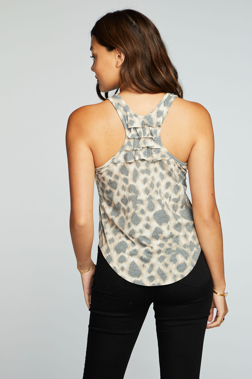 Recycled Vintage Jersey Shirttail Ruffle Racer Back Tank WOMENS chaserbrand