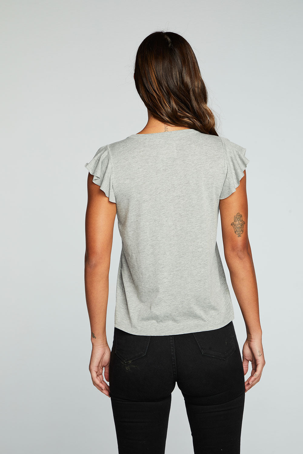 Recycled Vintage Jersey Flutter Sleeve Snap Front Henley WOMENS chaserbrand