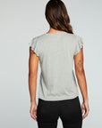 Recycled Vintage Jersey Flutter Sleeve Snap Front Henley WOMENS chaserbrand