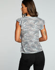 Recycled Vintage Jersey Flutter Sleeve Snap Front Henley WOMENS chaserbrand