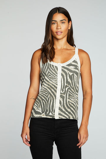 Recycled Vintage Rib Snap Front Tank WOMENS chaserbrand