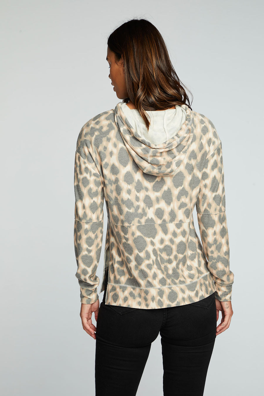 Recycled Cozy Knit Pintuck Hoodie Pullover With Side Slits WOMENS chaserbrand