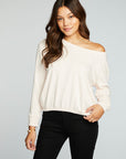 Slub French Terry Long Sleeve Pullover With Shirred Body Hem WOMENS chaserbrand