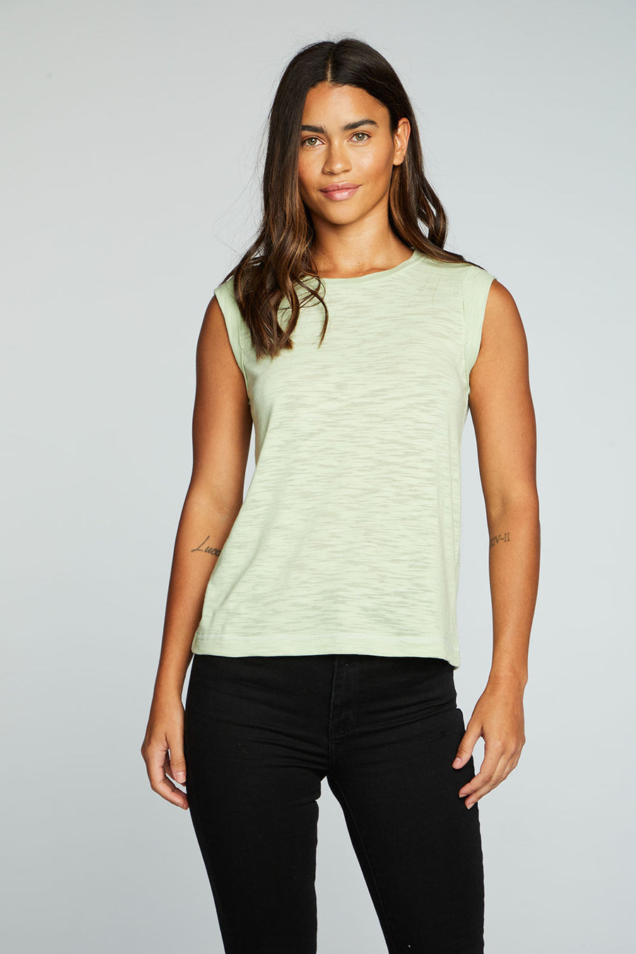Slub Jersey Rolled Armhole Muscle Tank WOMENS chaserbrand