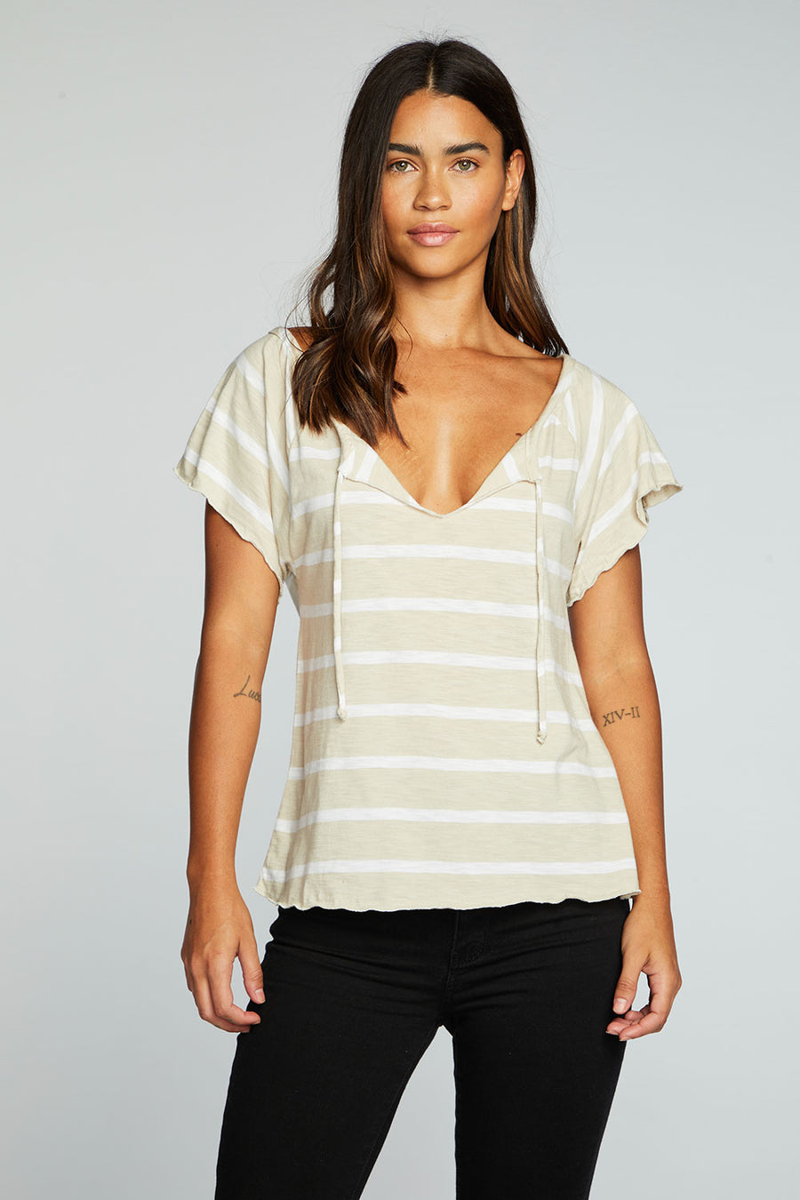 Gauze Jersey Short Sleeve Shirred Raglan Lake Top WOMENS chaserbrand