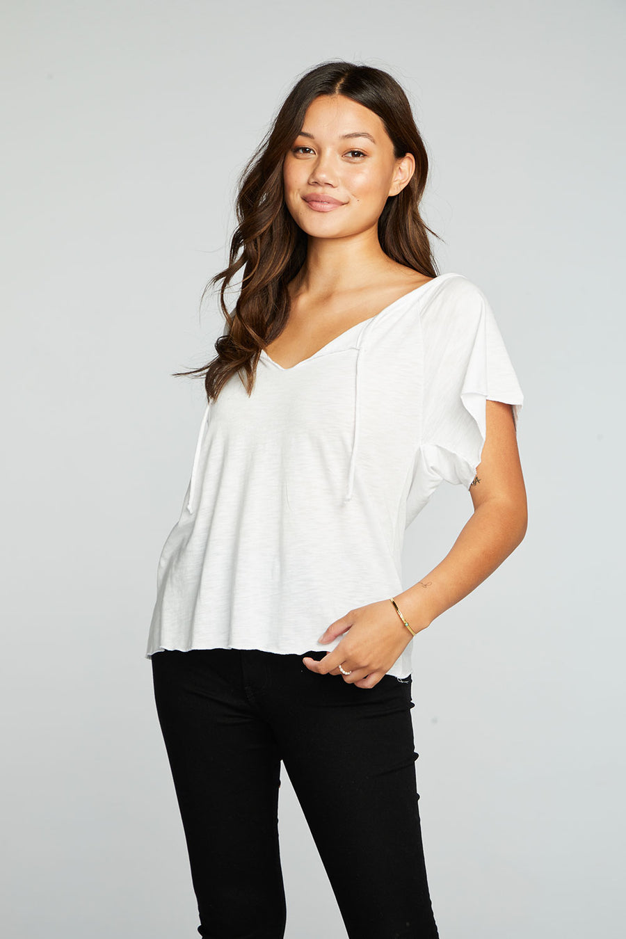Gauze Jersey Short Sleeve Shirred Raglan Lake Top WOMENS chaserbrand