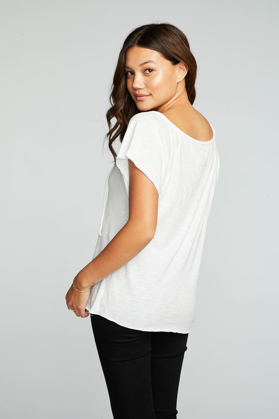 Gauze Jersey Short Sleeve Shirred Raglan Lake Top WOMENS chaserbrand