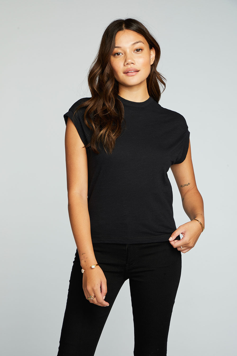 Gauze Jersey Crew Neck Sleevless Dolman Tee WOMENS chaserbrand