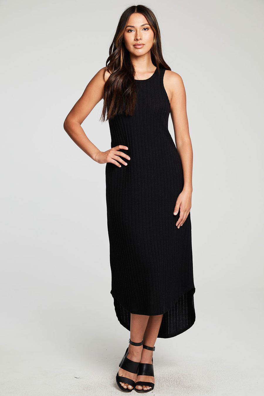 Poor Boy Rib Hi Lo Shirttail Midi Racer Tank Dress WOMENS chaserbrand