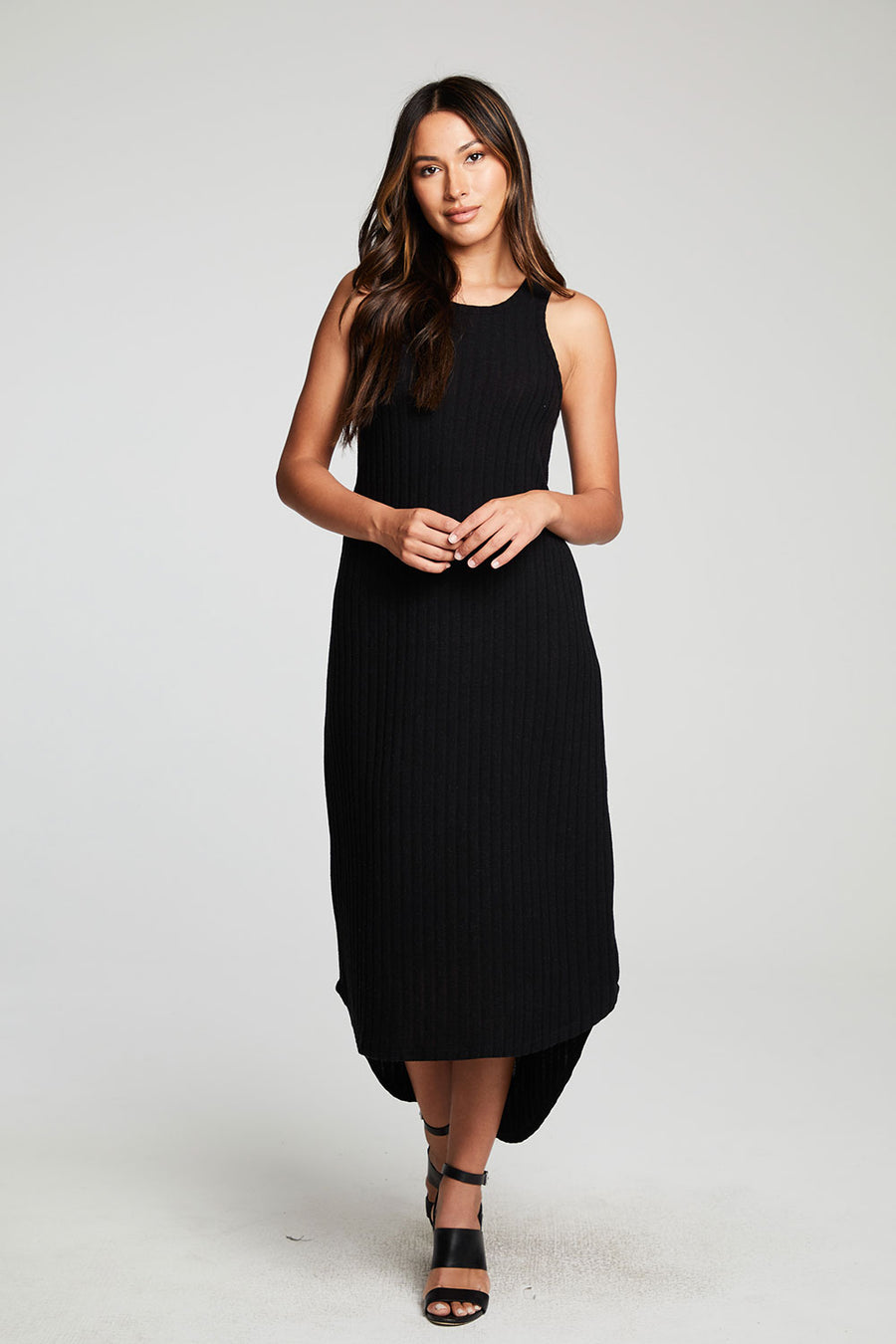 Poor Boy Rib Hi Lo Shirttail Midi Racer Tank Dress WOMENS chaserbrand