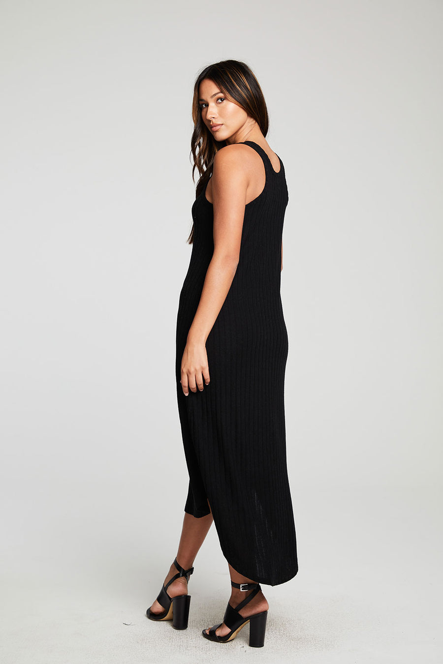 Poor Boy Rib Hi Lo Shirttail Midi Racer Tank Dress WOMENS chaserbrand