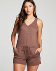 Triblend Jersey Double V Tank Shorts Romper WOMENS chaserbrand