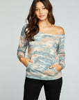 Vintage Fleece Off The Shoulder Raglan Pullover With Kanga Pocket WOMENS chaserbrand