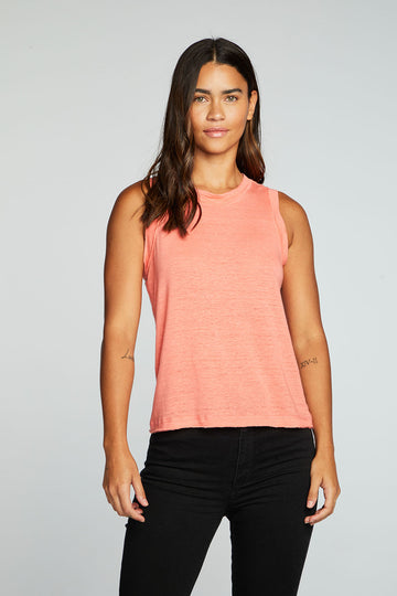 Linen Jersey Raw Edge Muscle Tank WOMENS chaserbrand