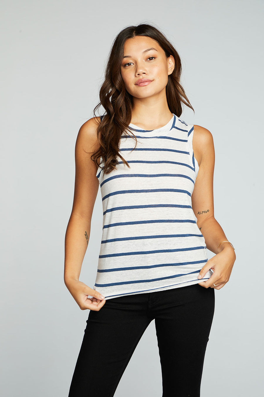 Linen Jersey Raw Edge Muscle Tank WOMENS chaserbrand