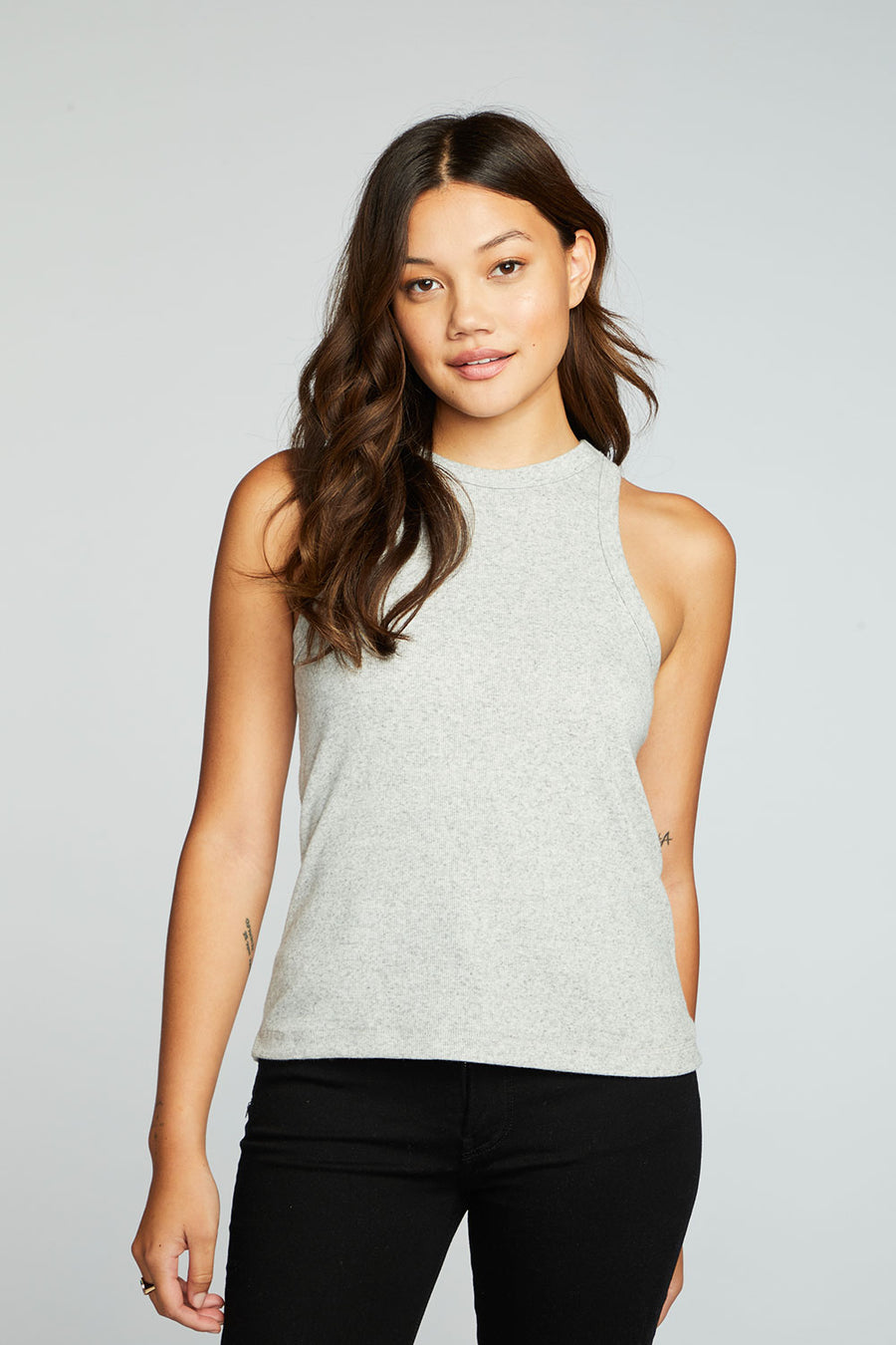 Linen Rib High Neck Racer Tank WOMENS chaserbrand
