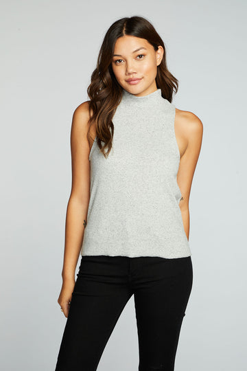Linen Rib Mock Neck Muscle Tank WOMENS chaserbrand