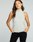 Linen Rib Mock Neck Muscle Tank WOMENS chaserbrand