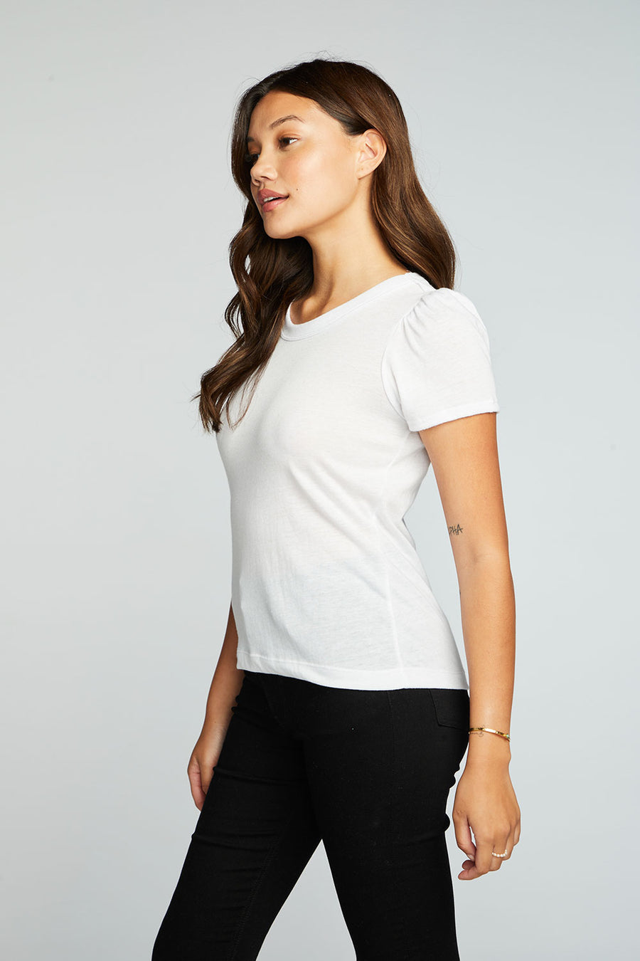 Bella Jersey Shirred Puff Sleeve Easy Tee WOMENS chaserbrand