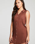 Heirloom Wovens Sleeveless Button Down Hi Lo Shirttail Dress WOMENS chaserbrand