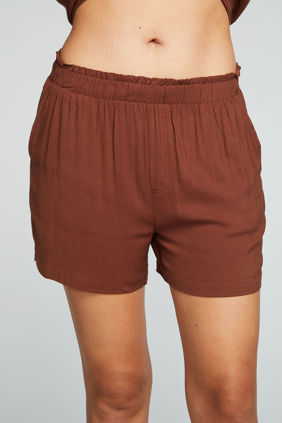 Heirloom Wovens Paperbag Waist Easy Pull On Walking Shorts with Slits WOMENS chaserbrand