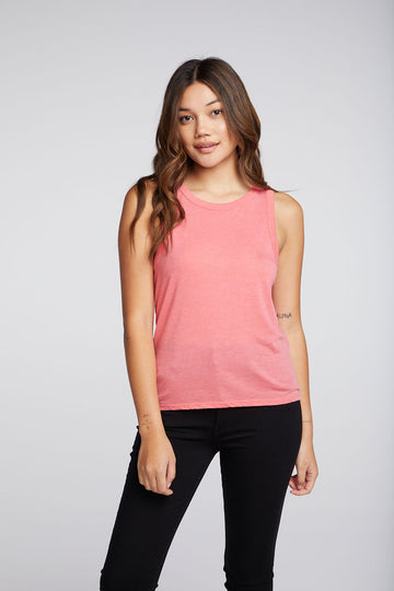 Recycled Vintage Jersey Slit Back Hi Lo Muscle Tank WOMENS chaserbrand