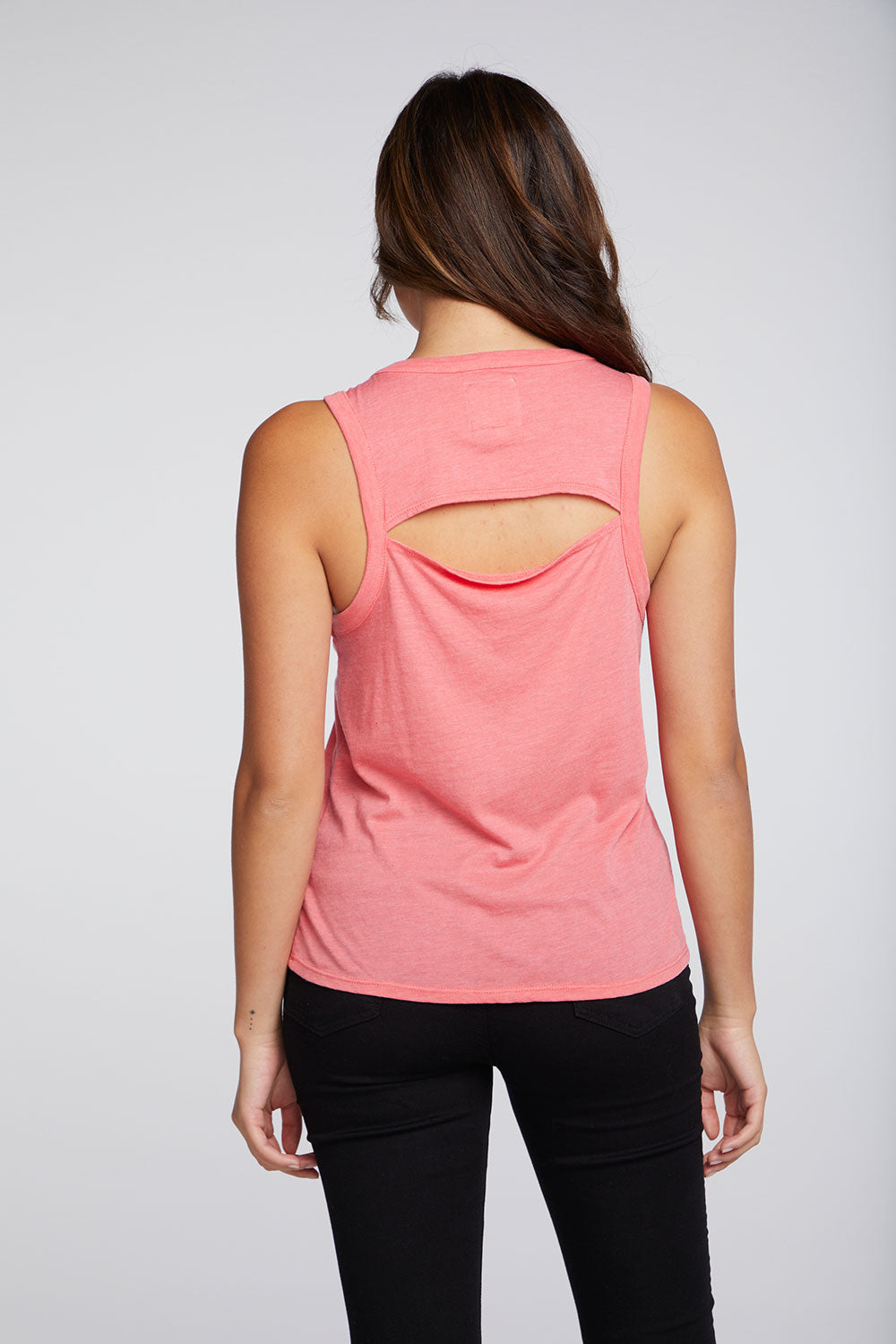 Recycled Vintage Jersey Slit Back Hi Lo Muscle Tank WOMENS chaserbrand
