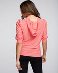 Recycled Cozy Knit 3/4 Puff Sleeve Beach Hoodie WOMENS chaserbrand