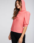 Recycled Cozy Knit 3/4 Puff Sleeve Beach Hoodie WOMENS chaserbrand
