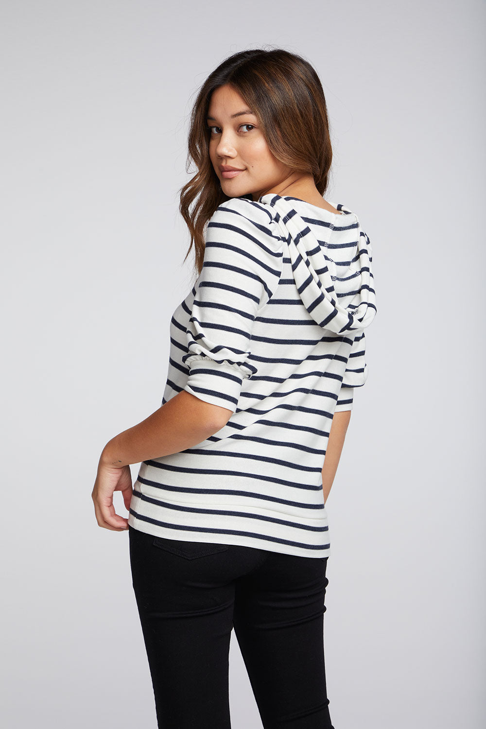 Recycled Cozy Knit 3/4 Puff Sleeve Beach Hoodie WOMENS chaserbrand