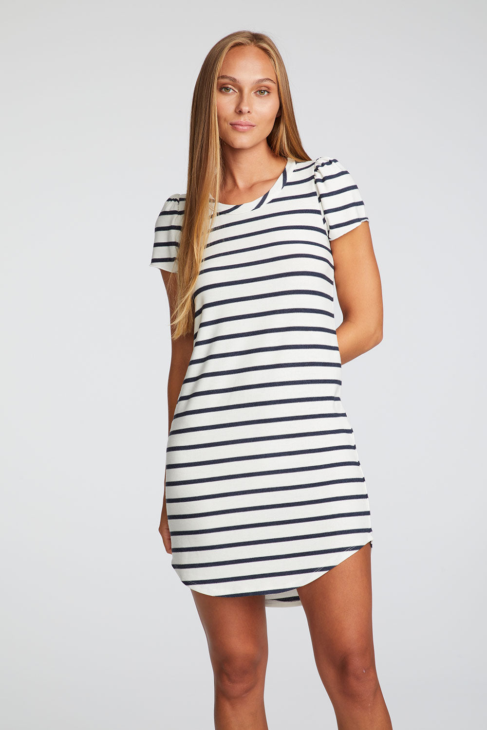 Recycled Cozy Knit Puff Sleeve Hi Lo Shirttail Dress WOMENS chaserbrand