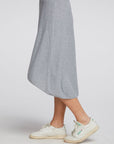 Recycled Cozy Knit Smocked Hi Lo Circular Flounce Midi Skirt WOMENS chaserbrand