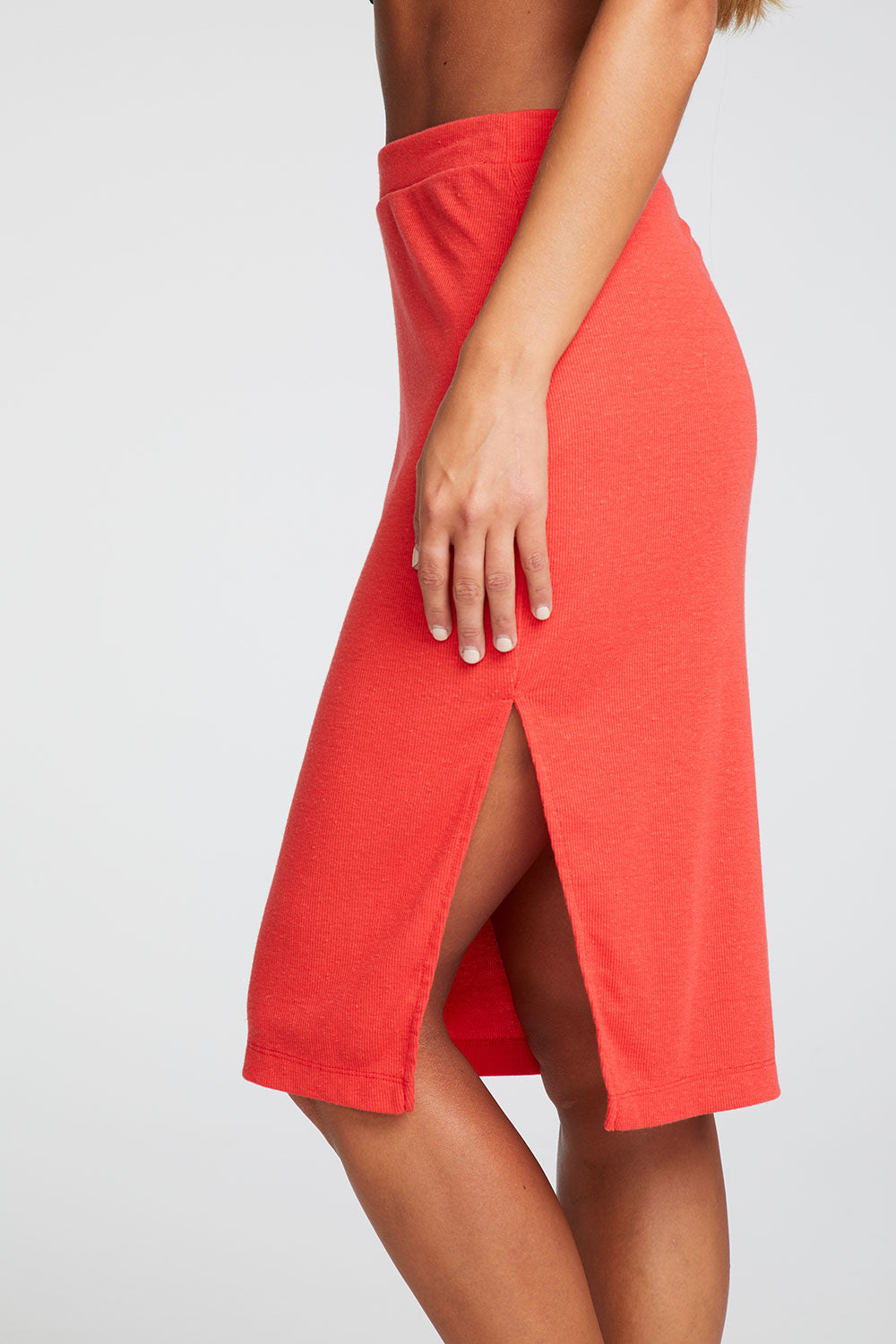 Linen Rib Midi Rib Pencil Skirt with Slit WOMENS chaserbrand