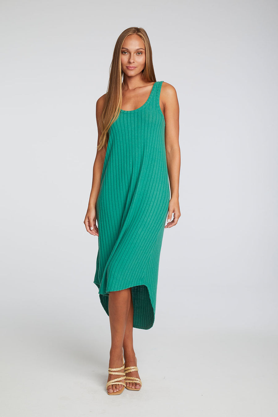 Poor Boy Rib Double Scoop Hi Lo Shirttail Midi Dress WOMENS chaserbrand