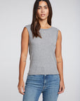 Triblend Rib Shirred Back V Muscle Tank WOMENS chaserbrand