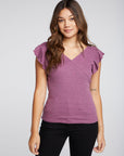 Triblend Rib Flutter Sleeve Surplice Tee WOMENS chaserbrand