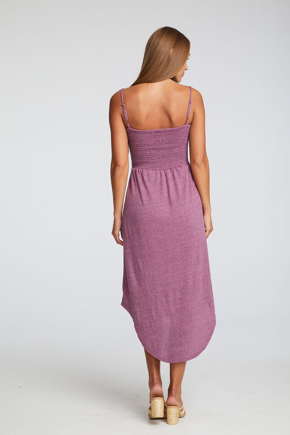 Triblend Jersey Smocked Cami Hi Lo Shirttail Midi Sundress WOMENS chaserbrand