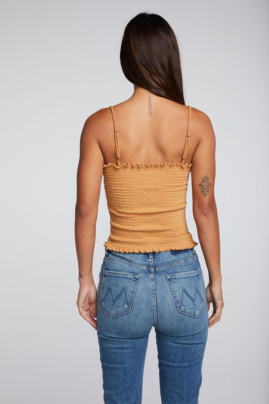 Recycled Cozy Rib Smocked Ruffle Cami Top WOMENS chaserbrand